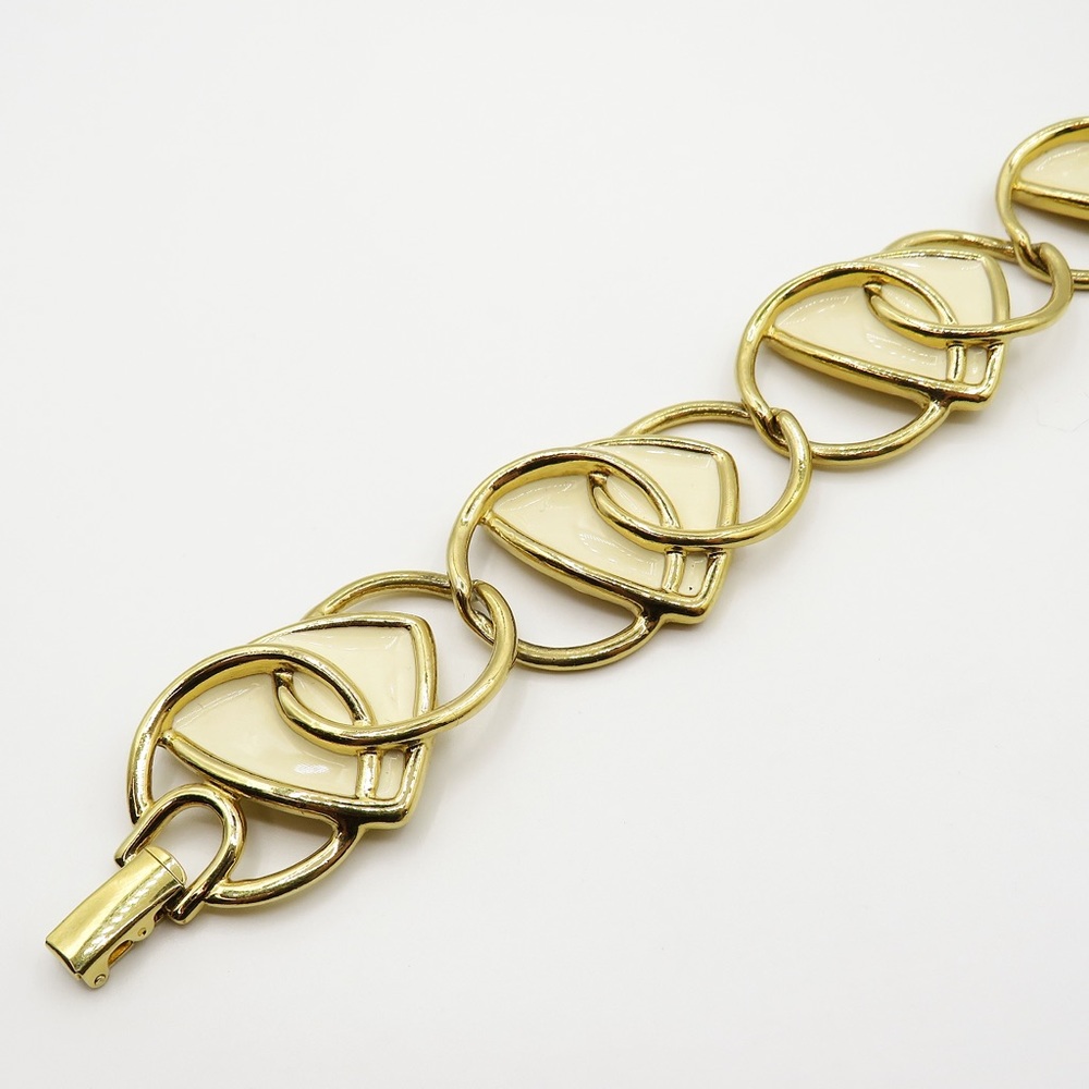 Kunio Matsumoto Trifari TM vintage gold tone enamel chunky necklace & bracelet - Picture 12 of 16